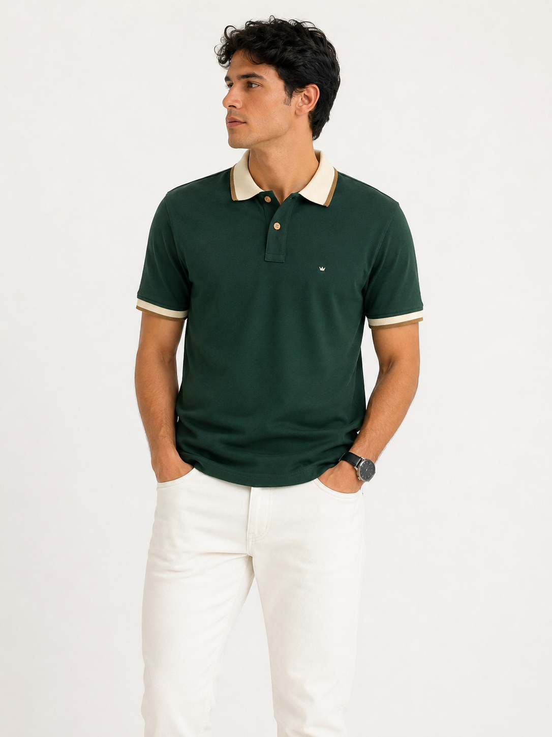 SUÉTER TIPO POLO VERDE