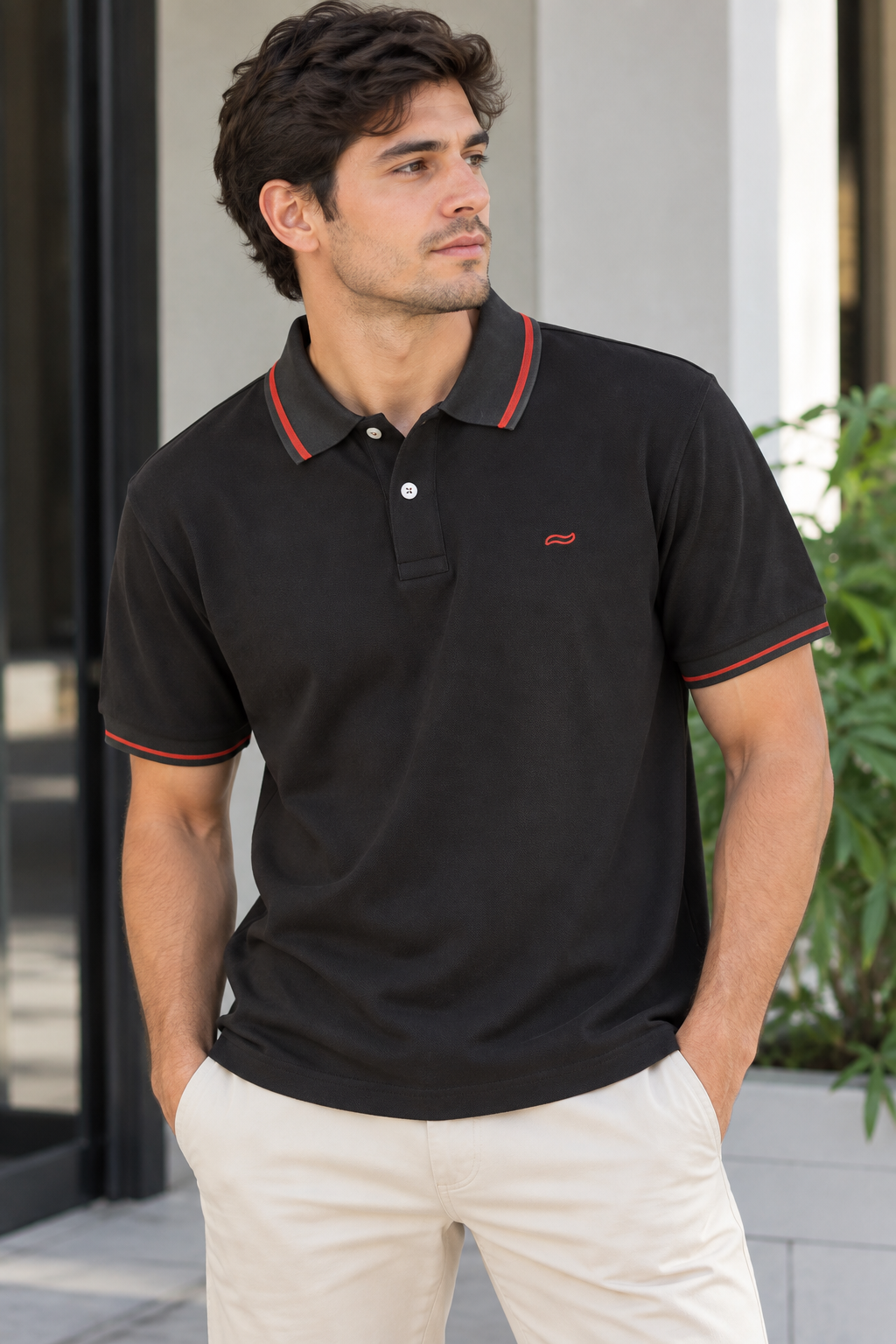 CAMISETA TIPO POLO NEGRA