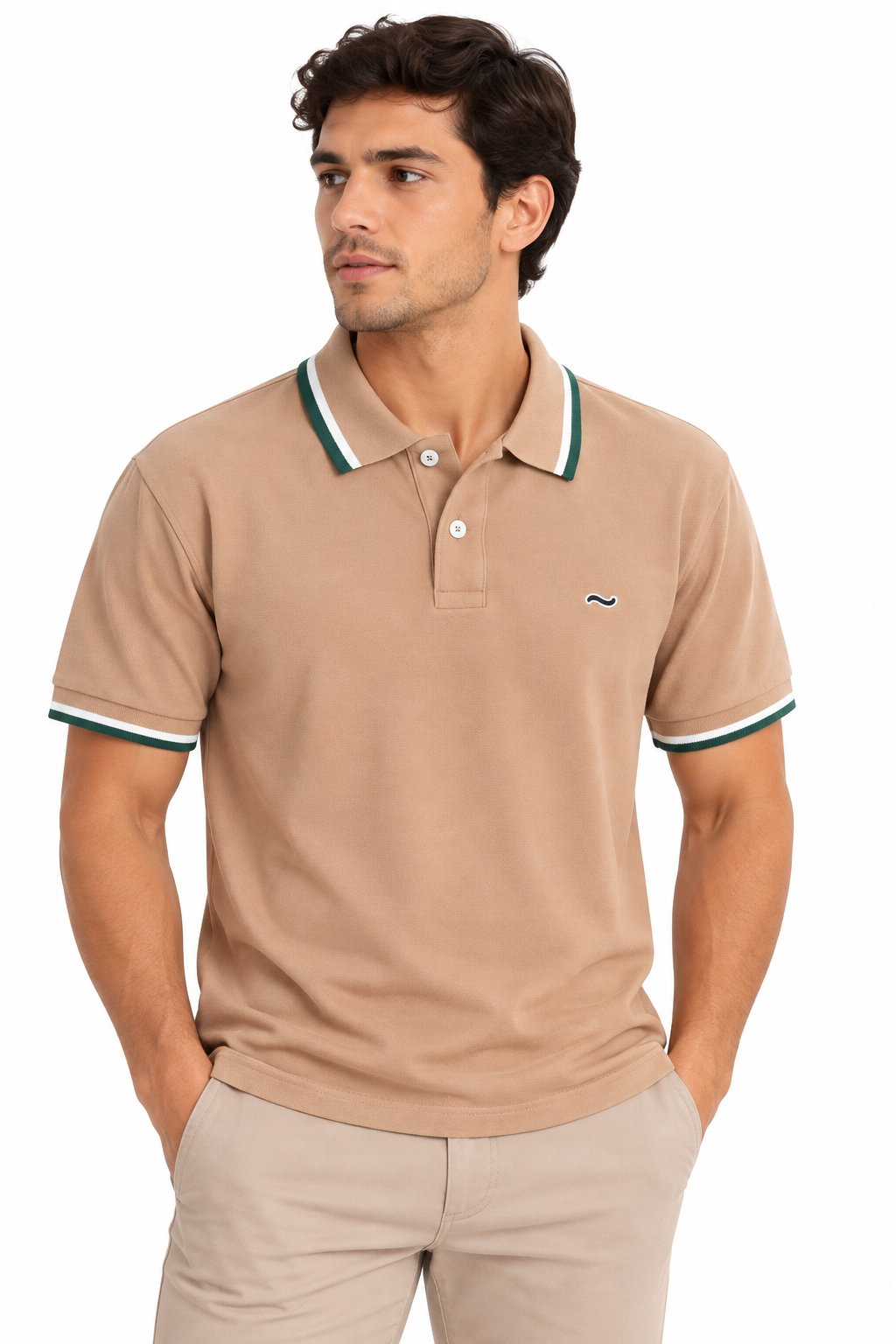 CAMISETA TIPO POLO TAUPE