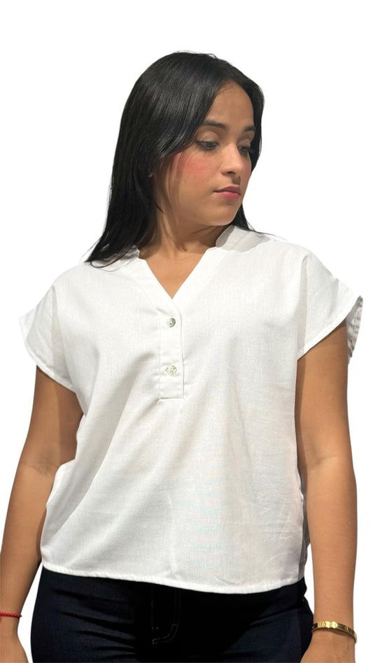 Blusa de mujer cáñamo de lino blanca