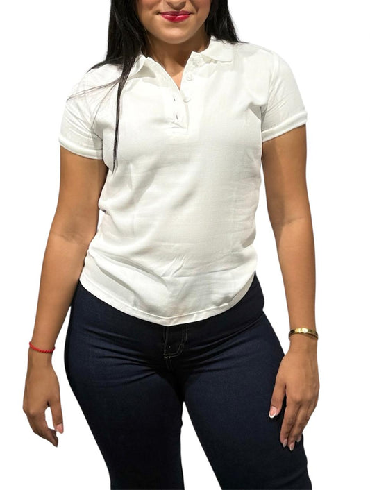Tipo polo cáñamo blanco de dama