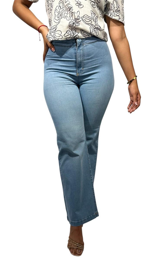 JEANS DE MUJER AZUL CLARO TIRO ALTO