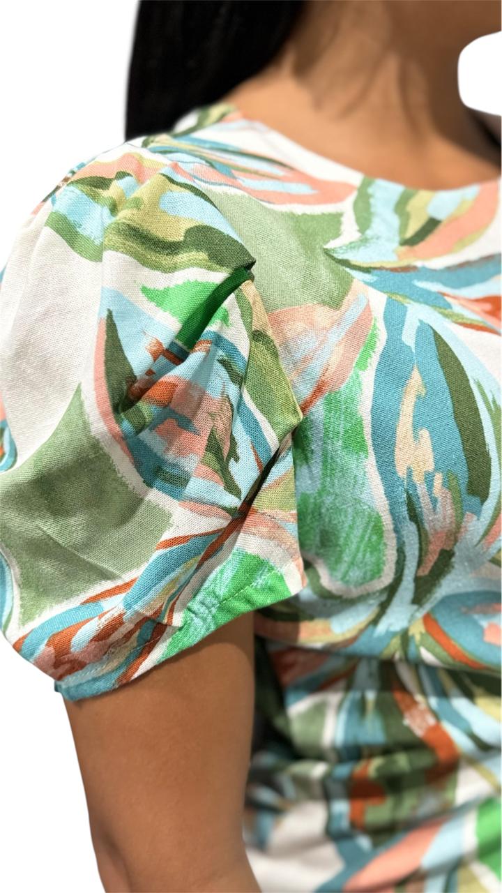 VESTIDO CAÑAMO DE MUJER ESTAMPADO.