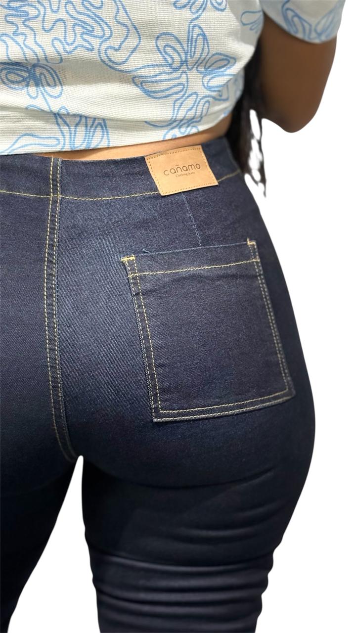 Jeans cáñamo tiro alto azul oscuro