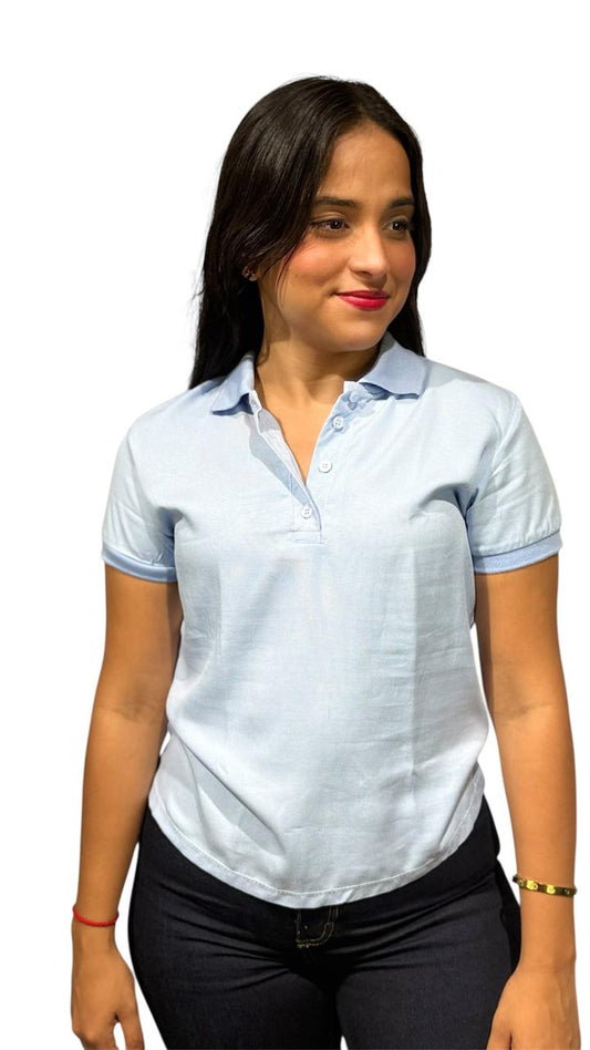 Tipo polo cáñamo azul de dama
